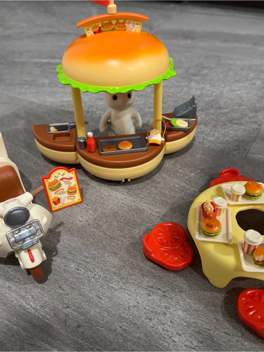 Play Food Cart Pretend Playset - Orange & Brown